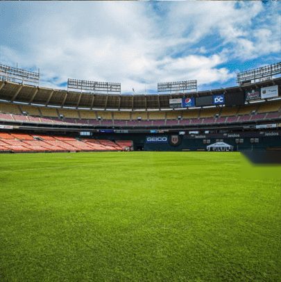 Empty stadium field before gates open